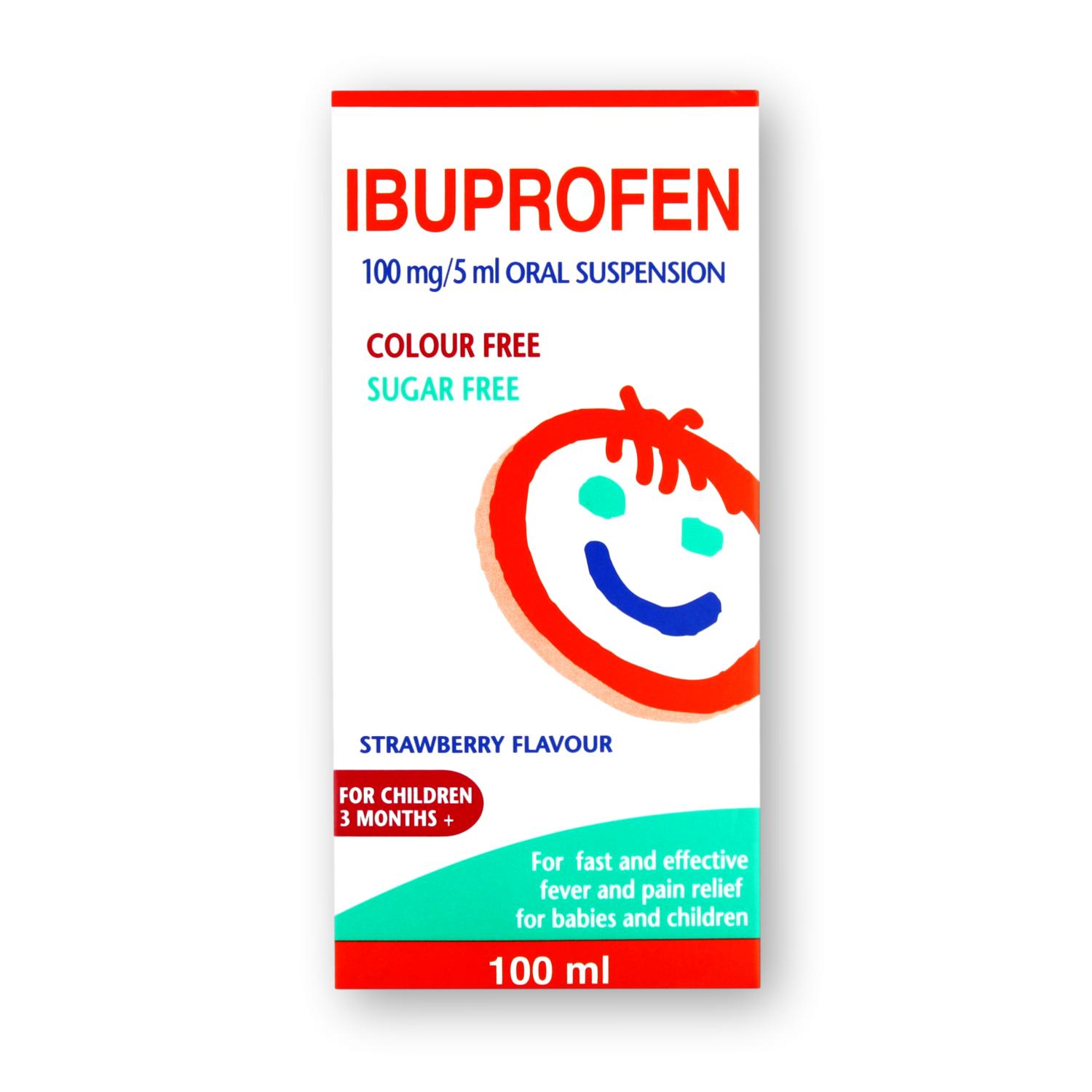 Ibuprofen 100mg/5ml Susp S/F x 100ml/Pinewood